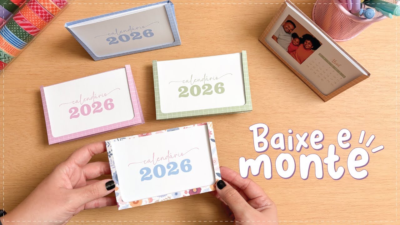 *ATUALIZADO 2026* - CALENDÁRIO DE MESA COM FOTO | COMO FAZER? MOLDE GRATUITO