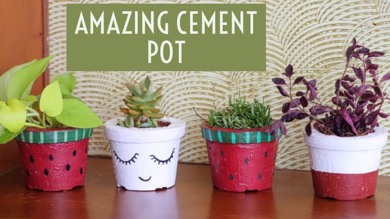 Cement Art |How To Make Cement Pot | Easily At Home | Mini pot With Painting | Tips | Flower pot |