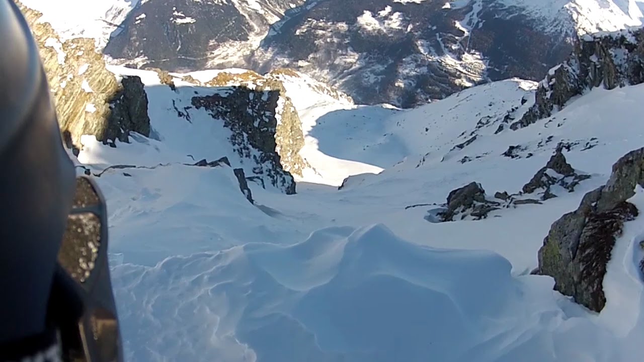 Snowboard Ski - Couloir du Genepi - Freeride Les Arcs 2017 - GoPro Hero 2 HD