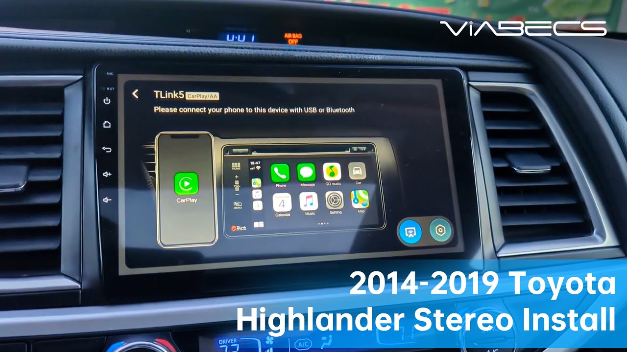 Обновите стереосистему Toyota Highlander 2014–2019 годов с помощью беспроводного радио ViaBecs Ca...