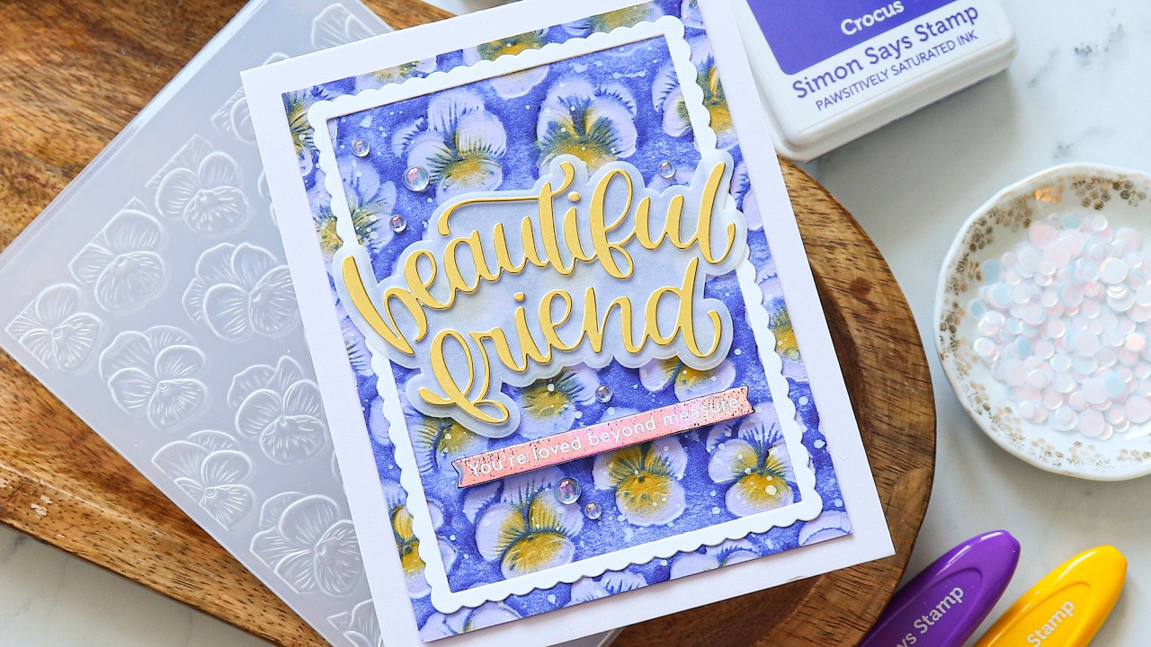 Embossing Folders and Ink Blending on Colored Cardstock + Simon Says Stamp's New Release