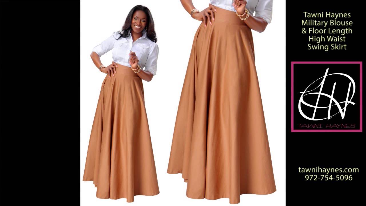 Tawni Haynes Military Blouse & Floor Length High Waist Swing Skirt