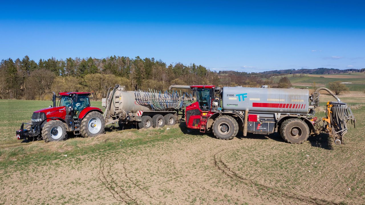 TechFarm Agroslužby - Aplikace digestátu - NEW Holmer Terra Variant 585, 3x Tatra Phoenix, Case Puma