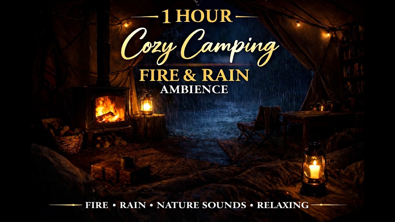 Rain on a Camping Tent at Night 🌧️🔥 Crackling Fire & Nature Sounds | Cozy Rain Ambience for Sleep