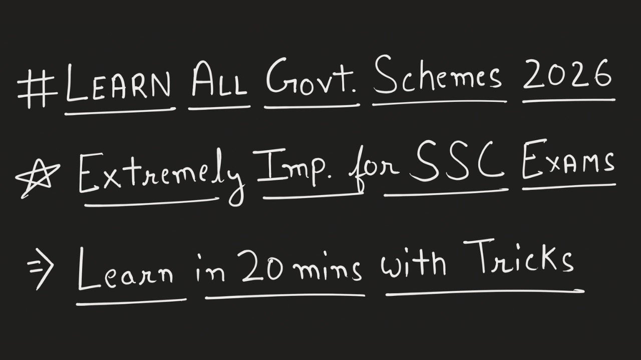 Learn All Govt Schemes in 20 Mins With Tricks | Extremely Important for Upcoming SSC Exams 2026