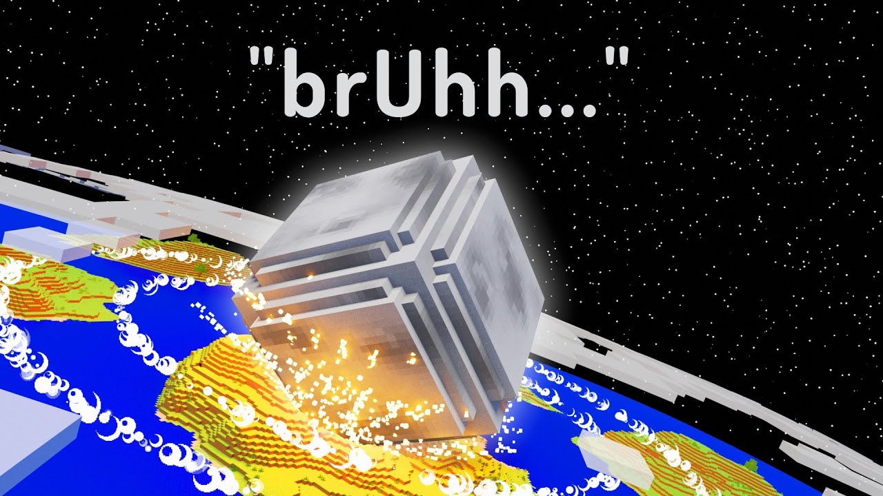 What Happens If The Moon Crashes Into Earth? simulated by Minecraft