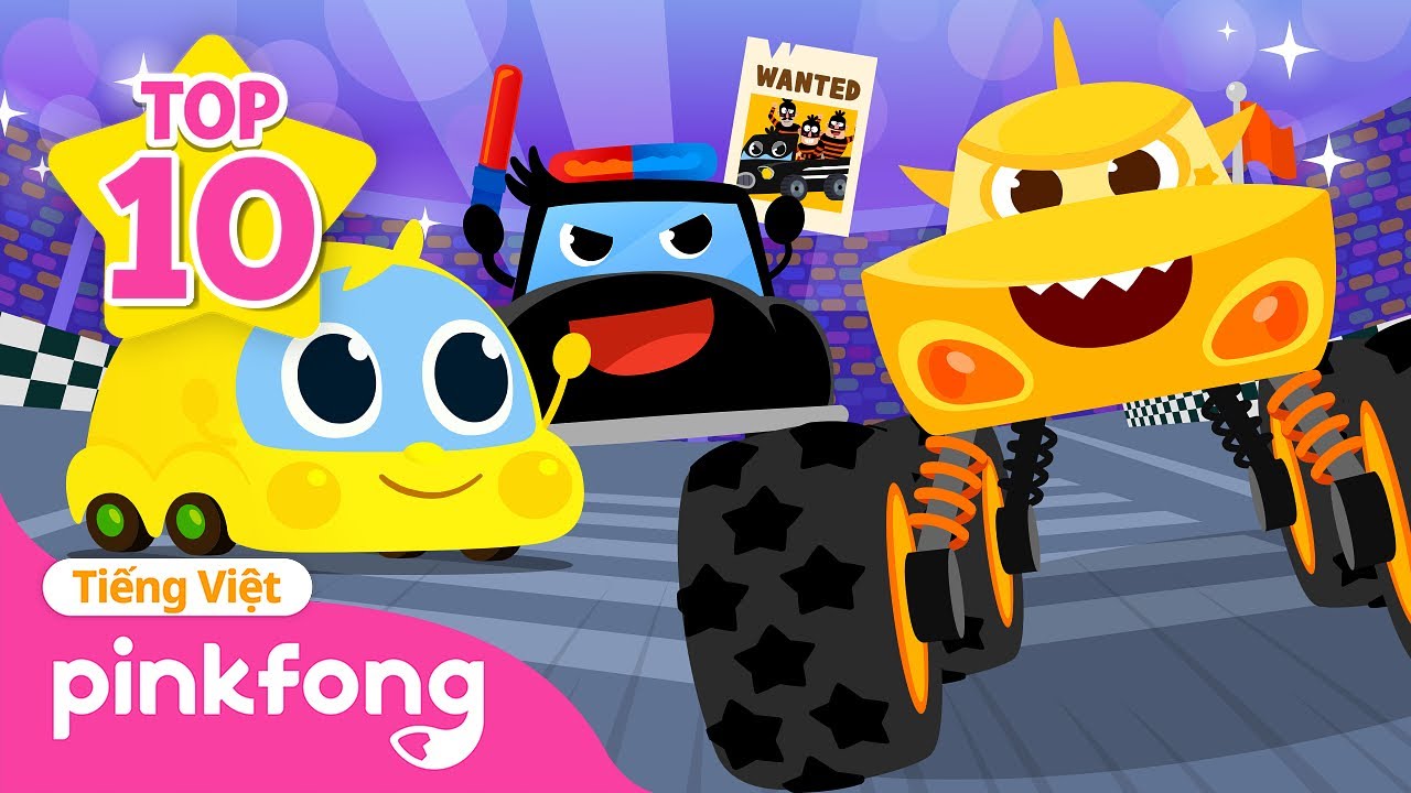 [Top 10] Tuyển tập Bài hát về Xe hơi 🚘 Ô tô con | Quái xế Cá Mập Con | Pinkfong! - Nhạc thiếu nhi