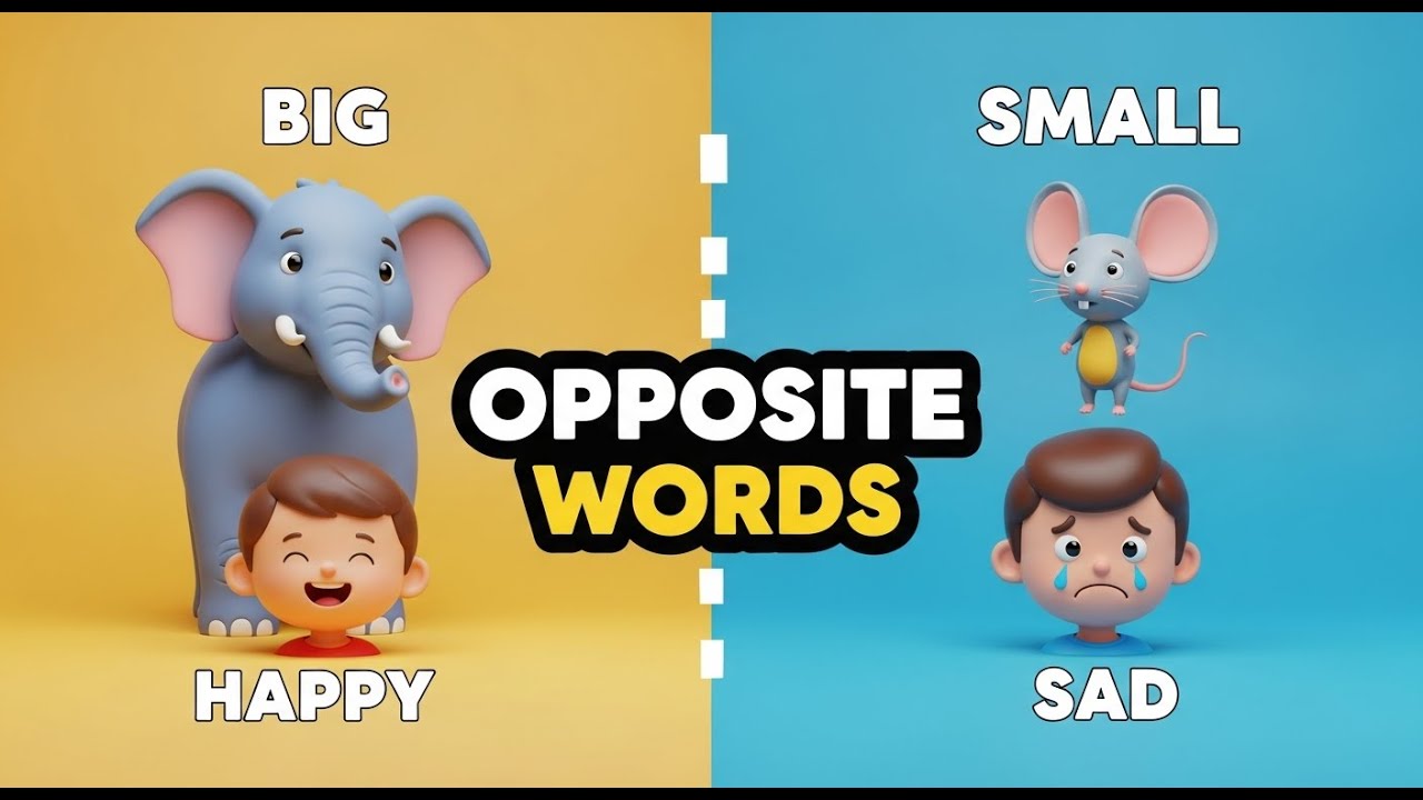 Opposite Words for Kids | Antonyms Explained | English Vocabulary Cartoon Lesson part one