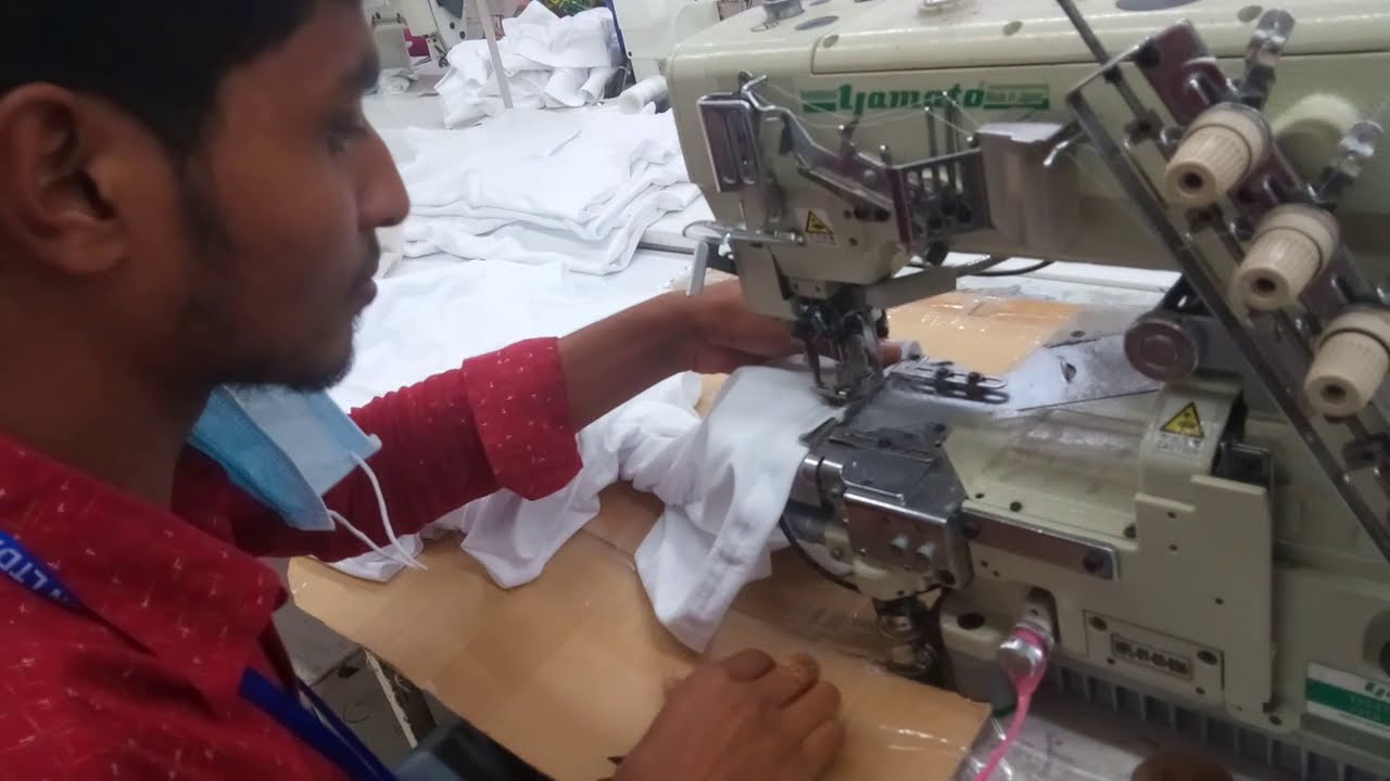 Body hem process using Flat Lock Machine