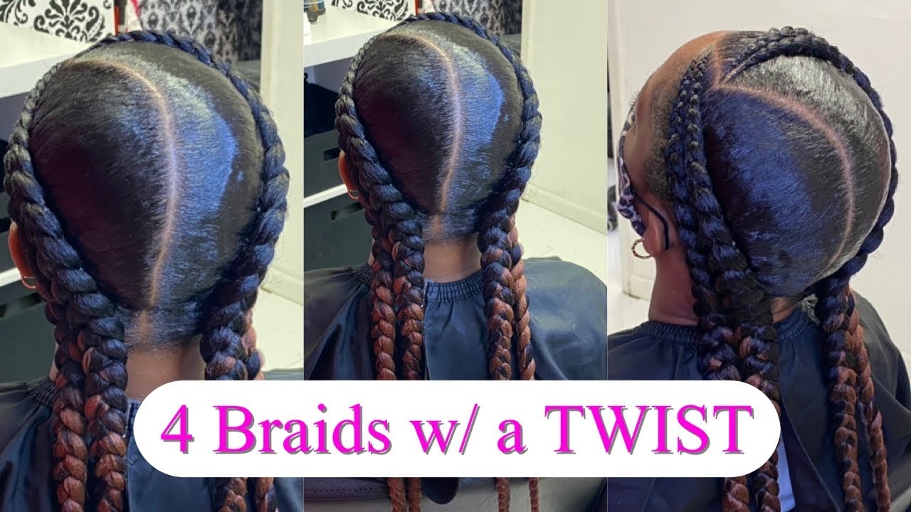 “Those 4 Braids w/ a TWIST!”| Feed-in Braids