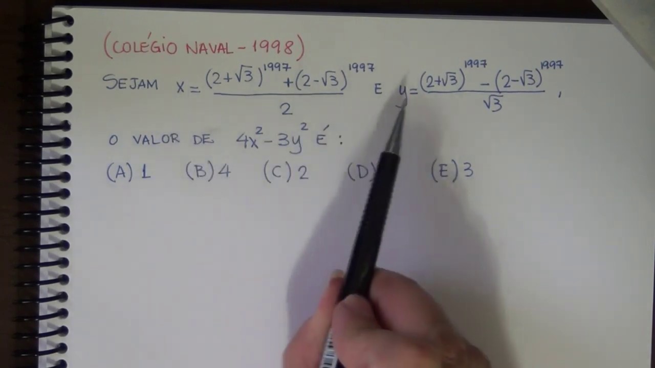 Colégio Naval 1998 - Questão de Álgebra
