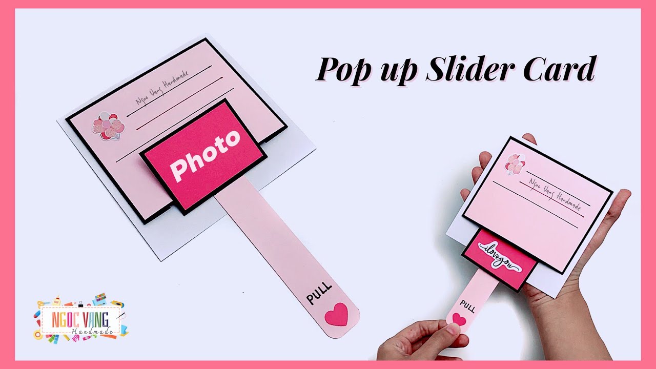 Pop up Slider Card || Thiệp kéo bật ảnh (Hidden Photo Flap Card) • NGOC VANG Handmade