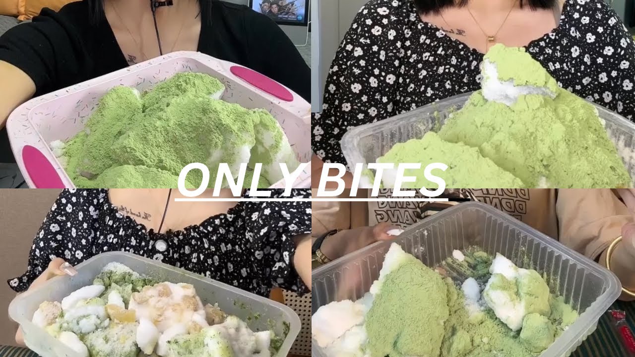 ONLY BITES ICE ASMR | MATCHA GREEN TEA POWDER | SQUEAKY BITES | CRUNCHY BITES | MATCHA POWDER ASMR