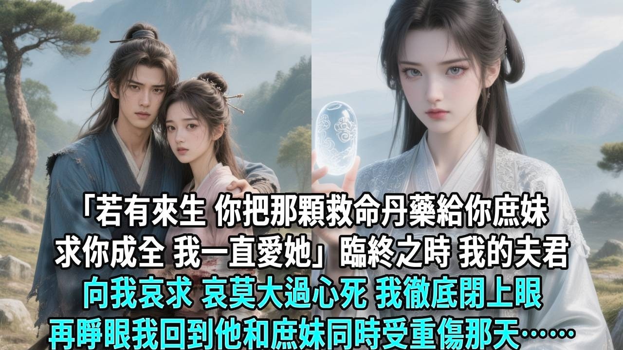「若有來生，你把那顆救命丹藥給你庶妹，求你成全，我一直愛她。」臨終之時，我的夫君拉著我的手向我哀求。哀莫大過心死，我徹底閉上眼睛，再睜眼，我回到他和庶妹同時受重傷那天……