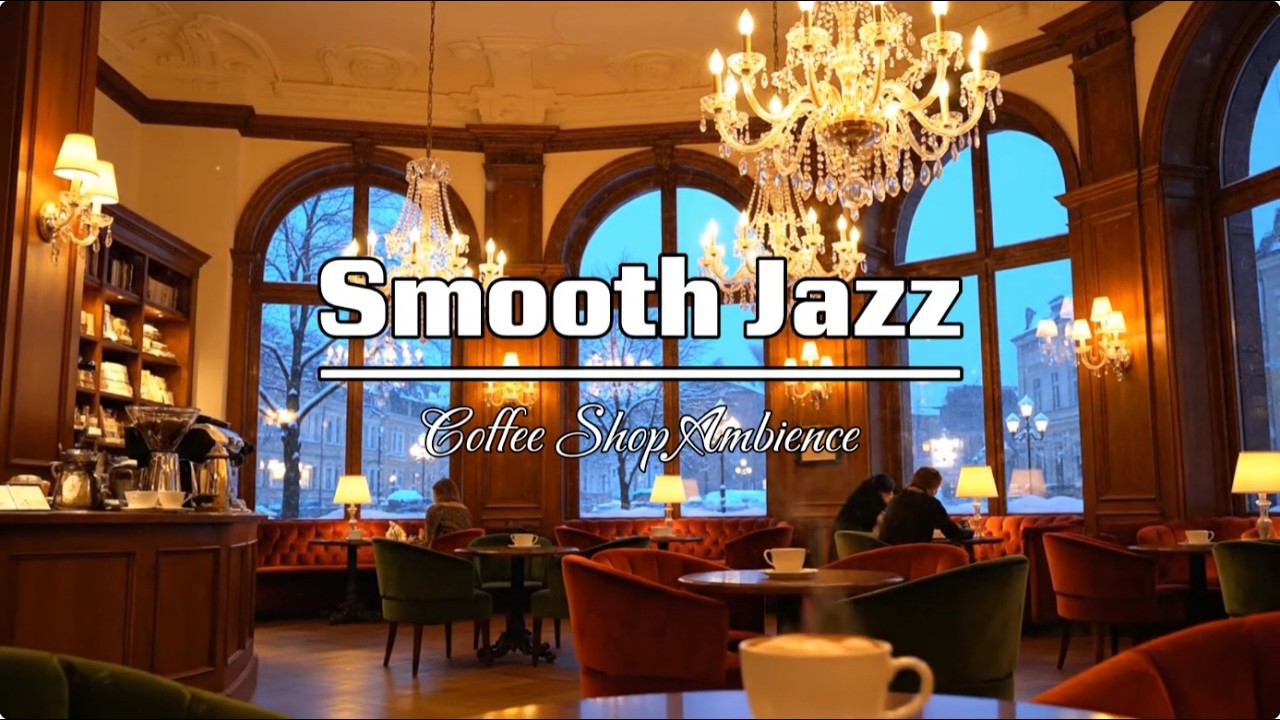 Smooth Jazz Instrumental Music & Fireplace Sounds ☕Warm Winter Jazz Music at Lakeside Porch Ambience