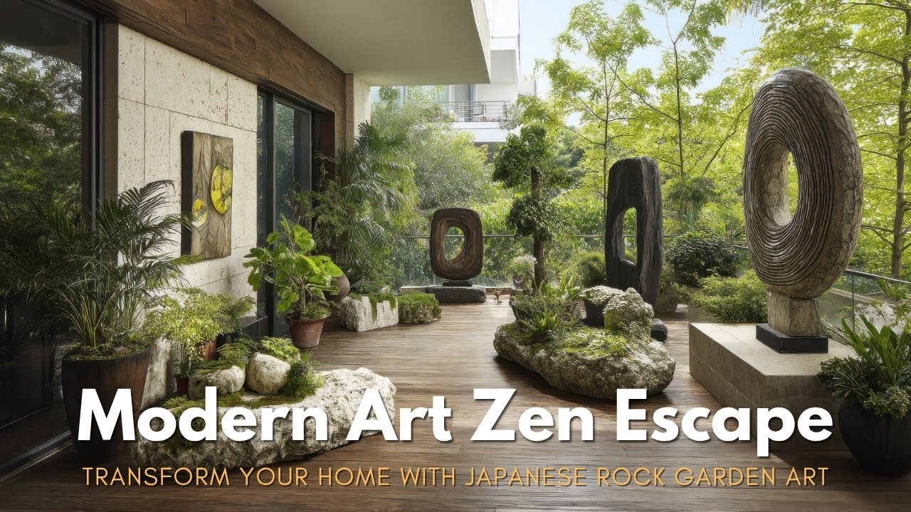 Art in Nature Japanese Rock Garden with Natural Stone Sculptures for a Modern Home Garden