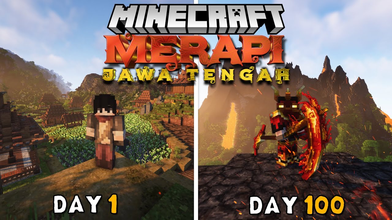 100 Hari di Minecraft Gunung Merapi Jawa Tengah