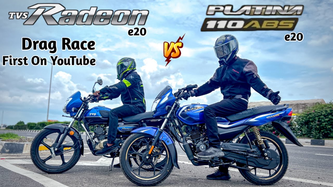 Bajaj Platina 110 ABS Vs TVS Radeon | Drag Race