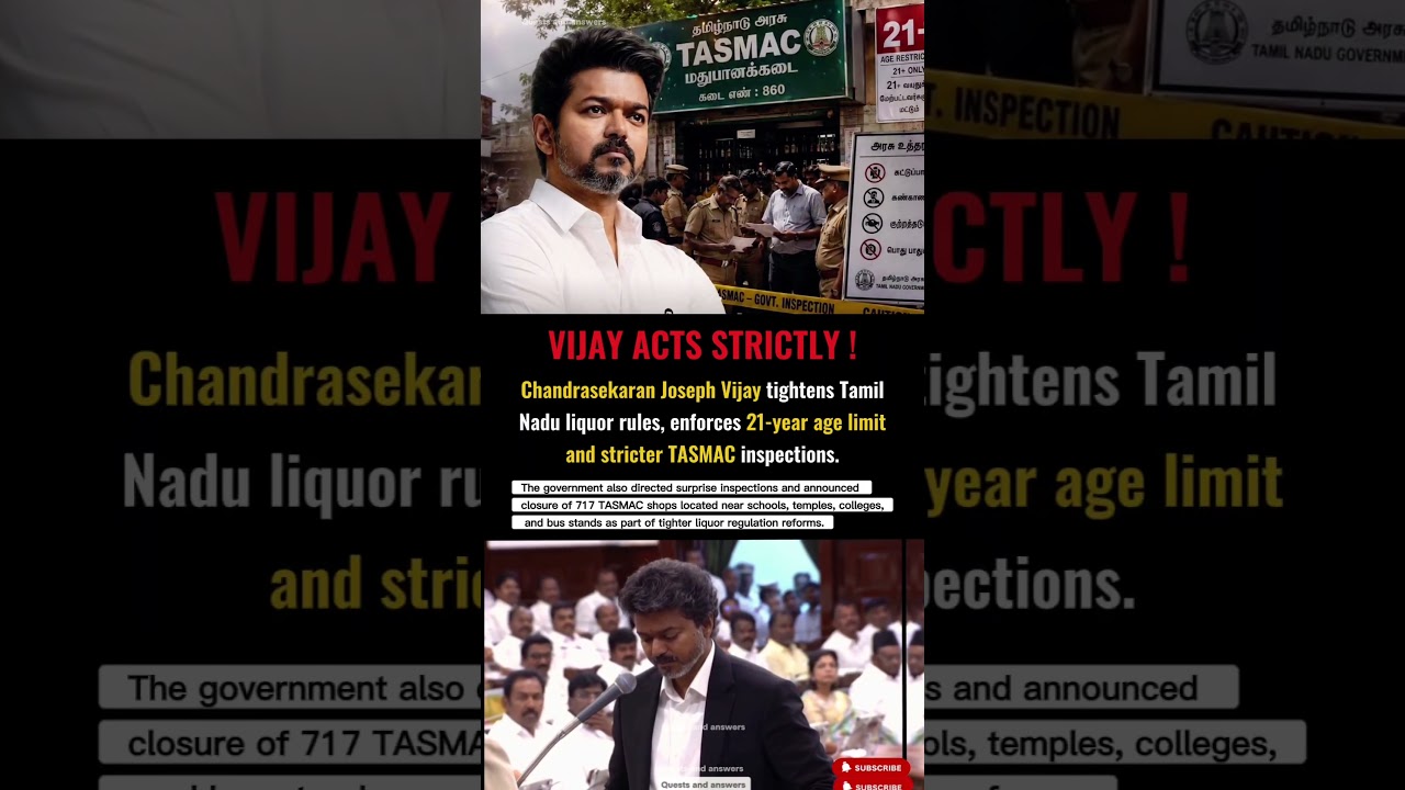 Vijay tightens tamil nadu liquor rules, sets 21 age limit,TASMAC #tamil #viral #vijay #trending #tvk