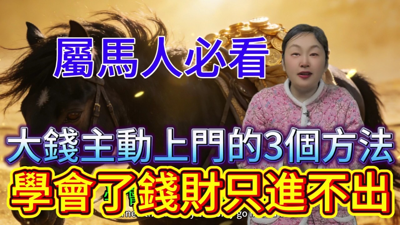 屬馬人速看！3 個 “大錢主動上門” 的方法，學會了錢財只進不出！#運勢 #正能量 #風水 #補財庫旺財氣 #財富