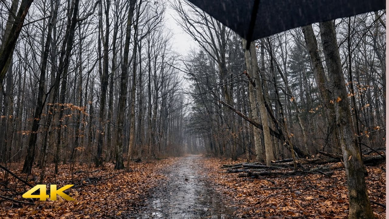 HEAVY RAIN on a Wet Forest Trail (4K) | Real Footsteps, No Music