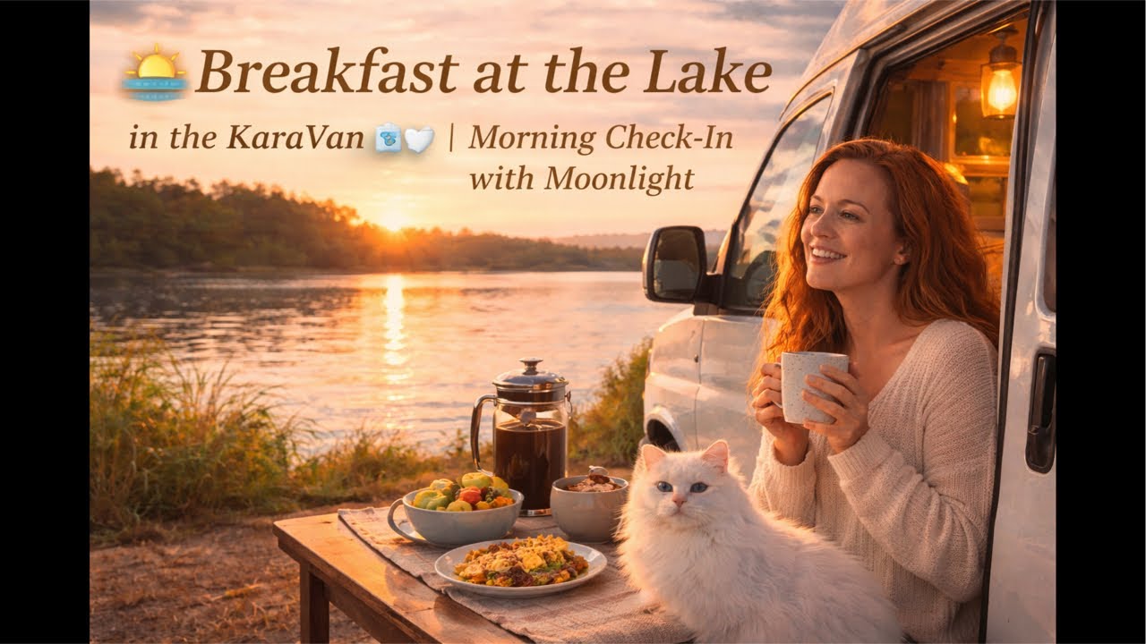 🌅 Breakfast at the Lake in the KaraVan 🚐🤍 | Morning Check-In with Moonlight