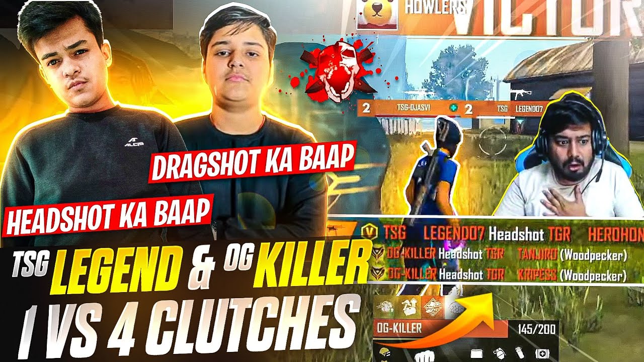 Best 1V4 Cluches Only Red Numbers | Tsg Legend, killer Ff, Ojasvi, Sasuke | ROCKY & RDX