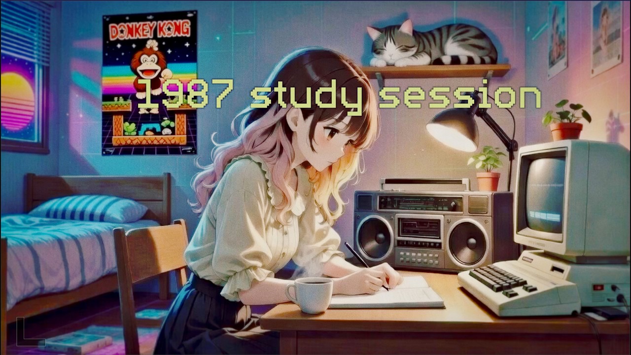 Synthwave Study Music 🌙 1987 Bedroom Study Session | 2 Hour Focus Mix