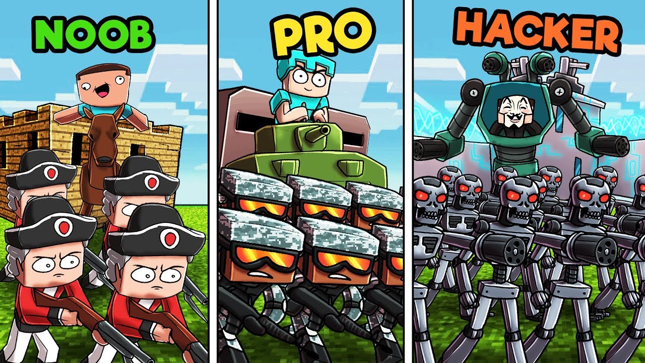 Minecraft - MILITARY BASE DEFENSE! (NOOB vs PRO vs HACKER)