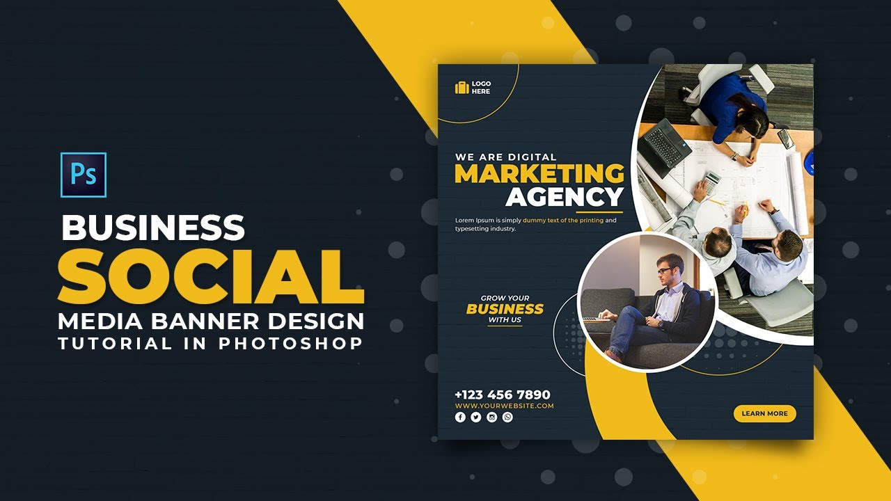 Business Promotion Sale Banner Design for Social Media | Adobe Photoshop Tutorial | Speed Art