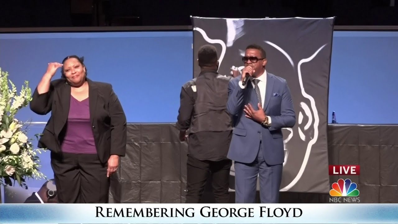 Dray Tate performs at George Floyd's funeral