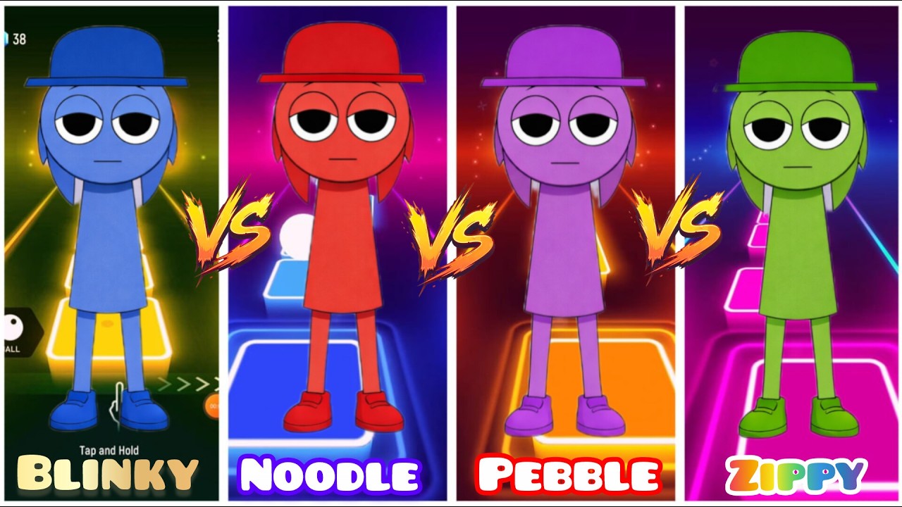 INCREDIBLE SPRUNKI HELP:BLINKY VS NOODLE VS PEBBLE VS ZIPPY-TILES HOP #sprunki #tileshop #coffindanc