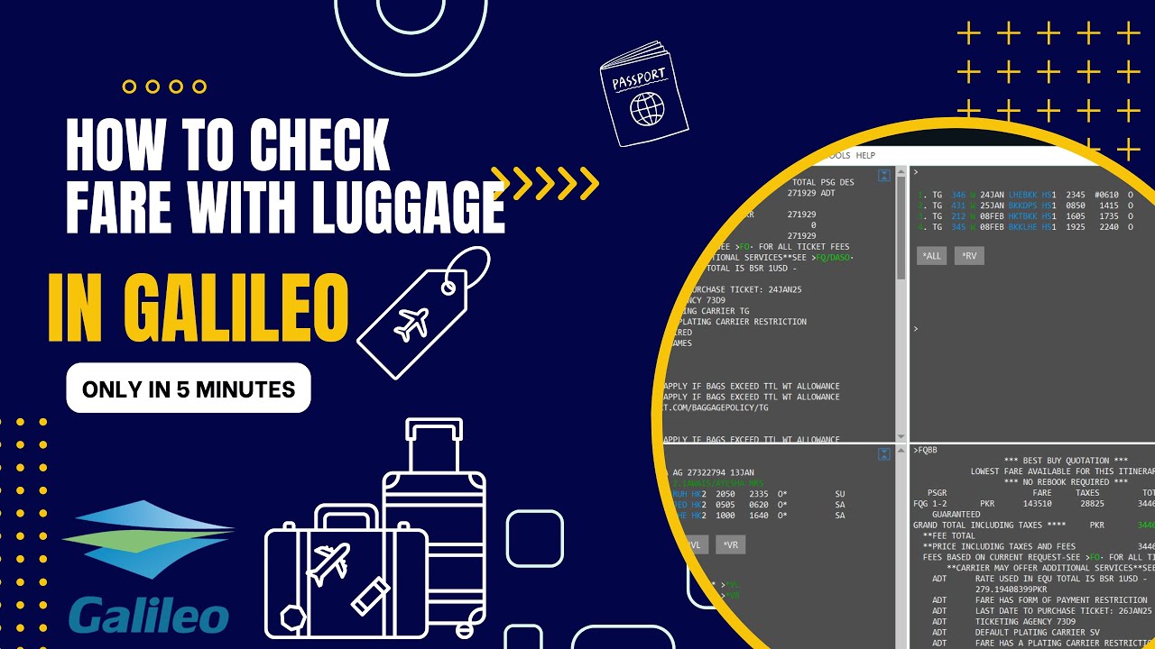 HOW TO CHECK FARE WITH LUGGAGE IN GALILEO FOR UZBEKISTAN AIR /AZERBAIJAN AIRLINE /ETIHAD AIR