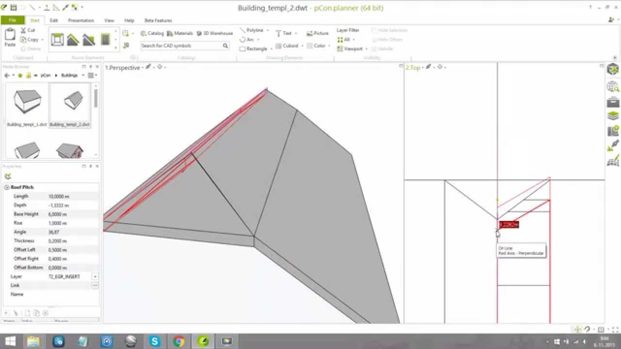 Creating of half-hip roof in pCon.planner 7.2