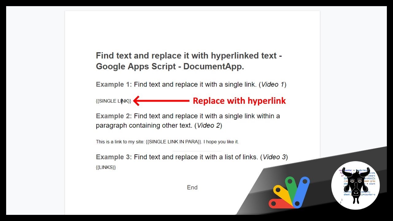 Найдите и замените отдельный текст ссылкой в ​​документе Google Doc с помощью Google Apps Script DocumentApp.