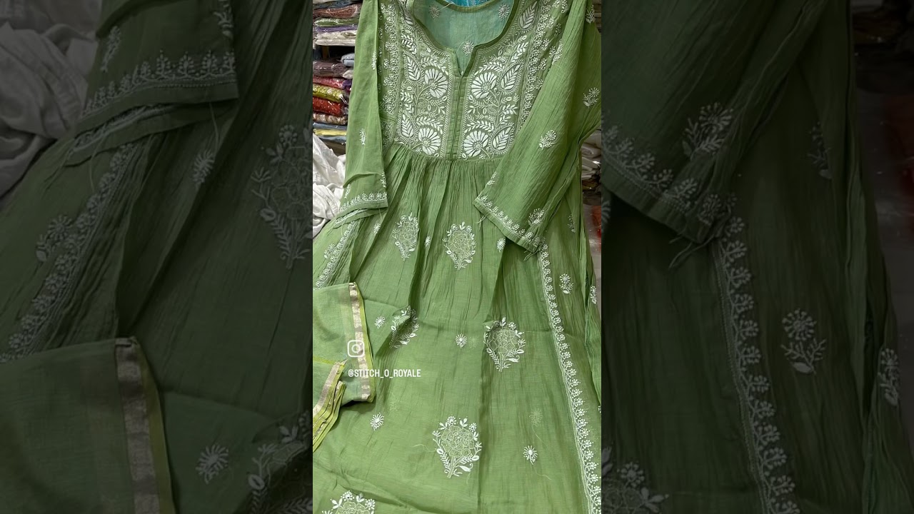 Soft mulmul kurta dupatta set collection, chikankariembellished with mukaish work, semi stitched!✨💃