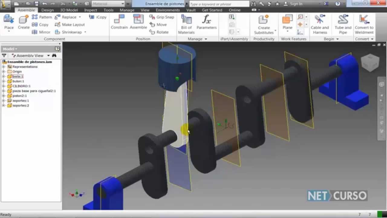 Ejercicio ensamble Cigüeñal, Autodesk Inventor