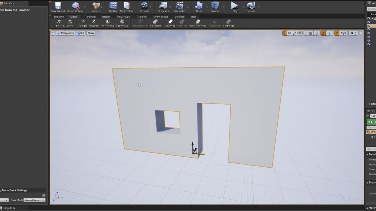 UE4.26 Modeling Mode - Making Windows and Doorways