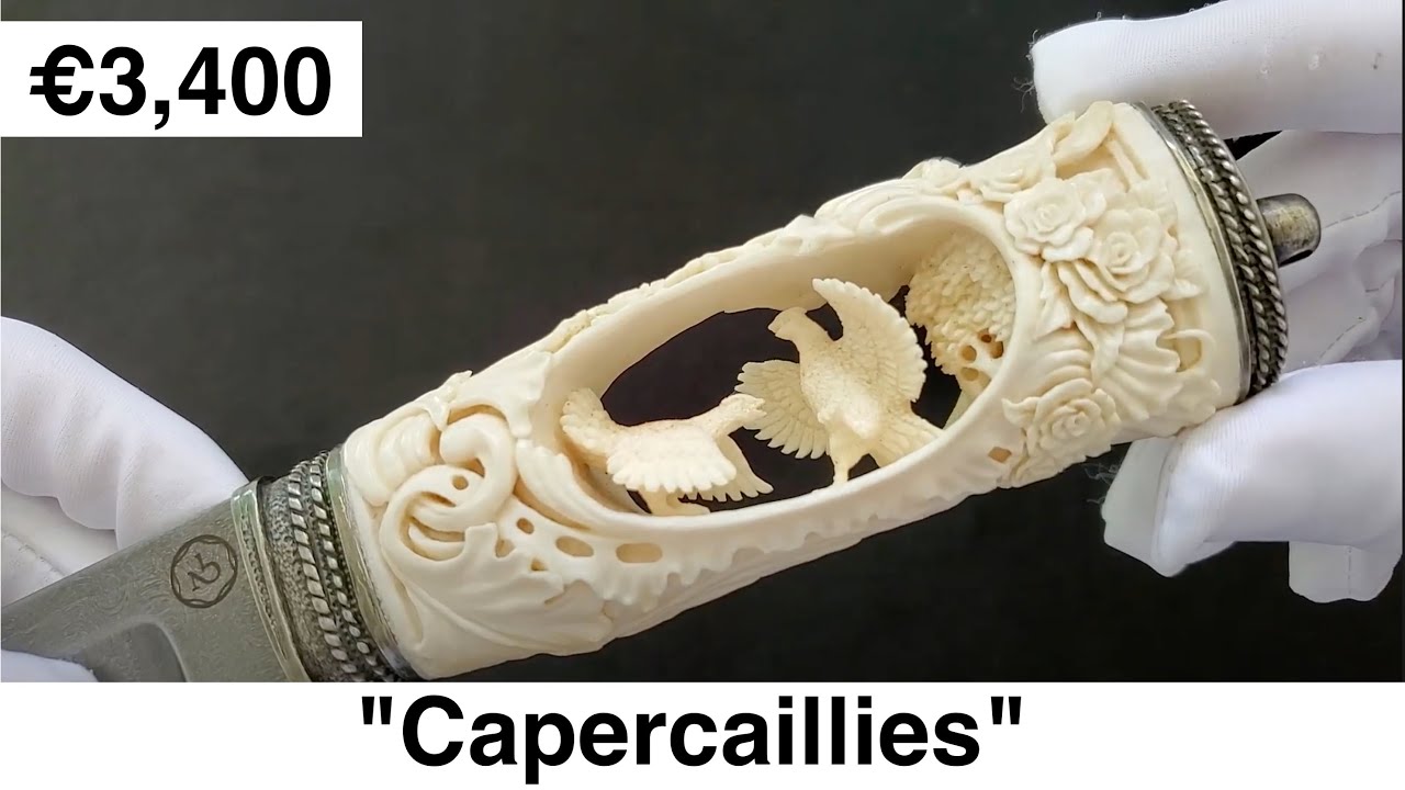 Art Knife with Bone Carved Handle & Damascus Blade | Noblie Custom Knives