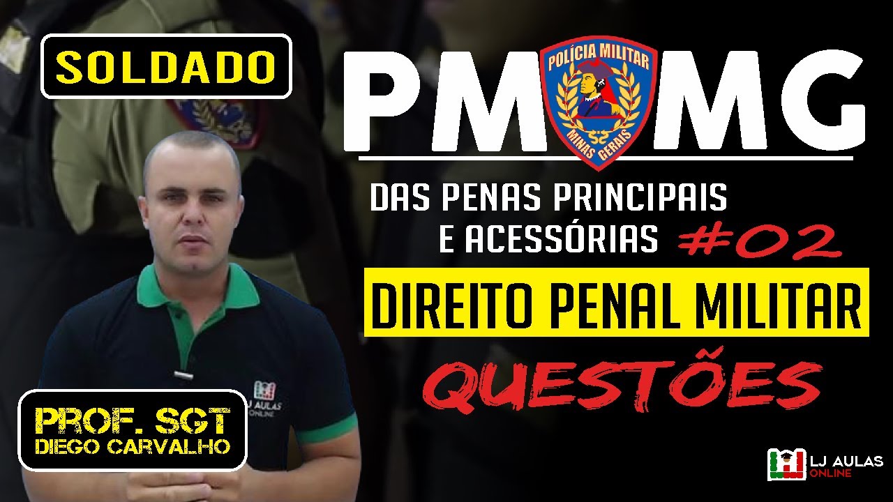 Concurso Soldado PMMG | Questões Direito Penal Militar #02| Das Penas Principais e Acessórias
