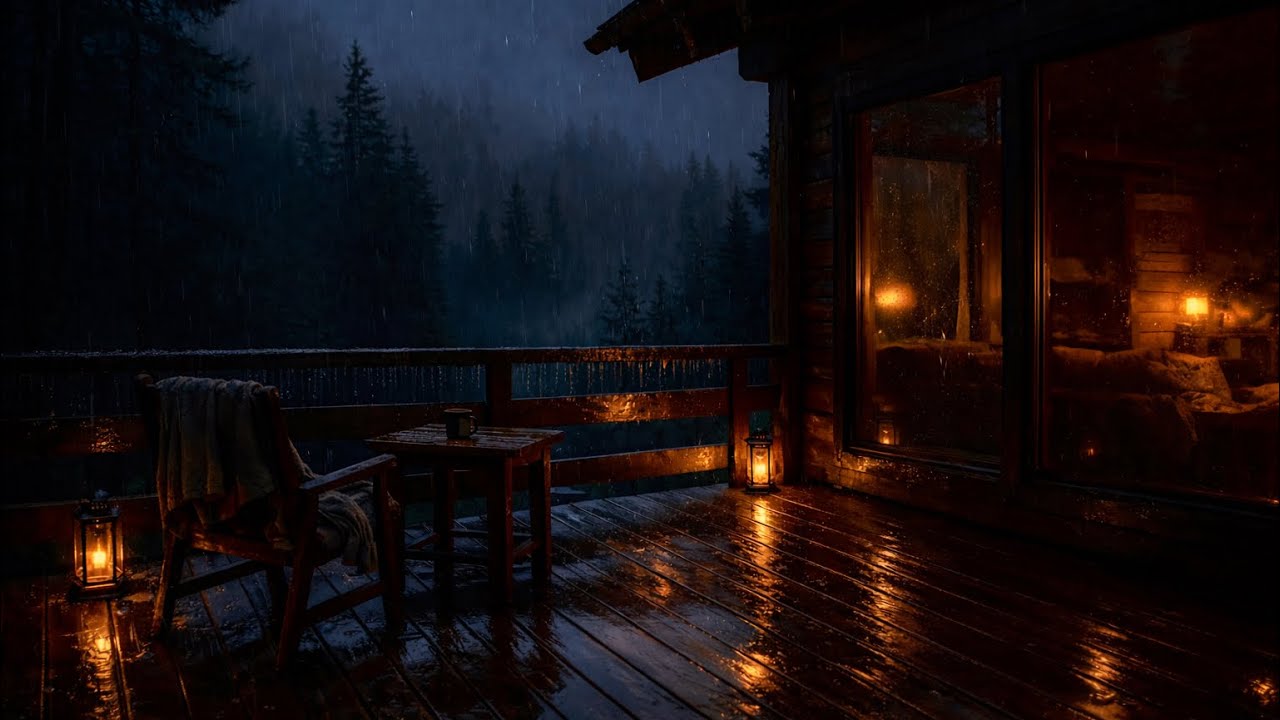 Gentle Rain in a Forest Cabin at Night | Cozy Rain Sounds for Sleep & Relaxation
