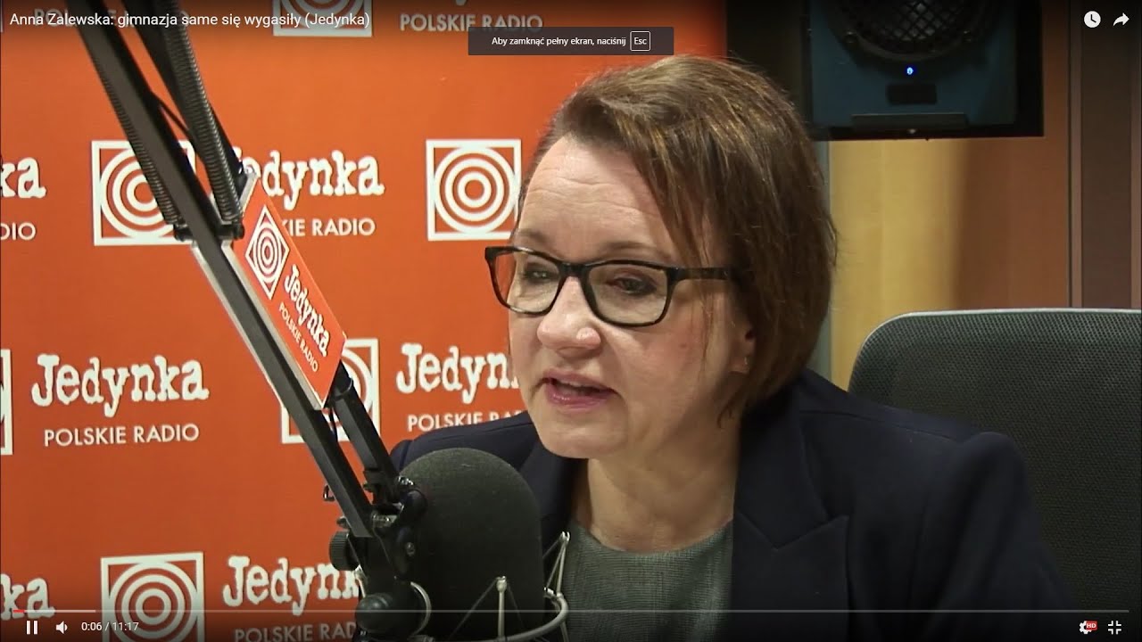 Anna Zalewska: gimnazja same się wygasiły (Jedynka)
