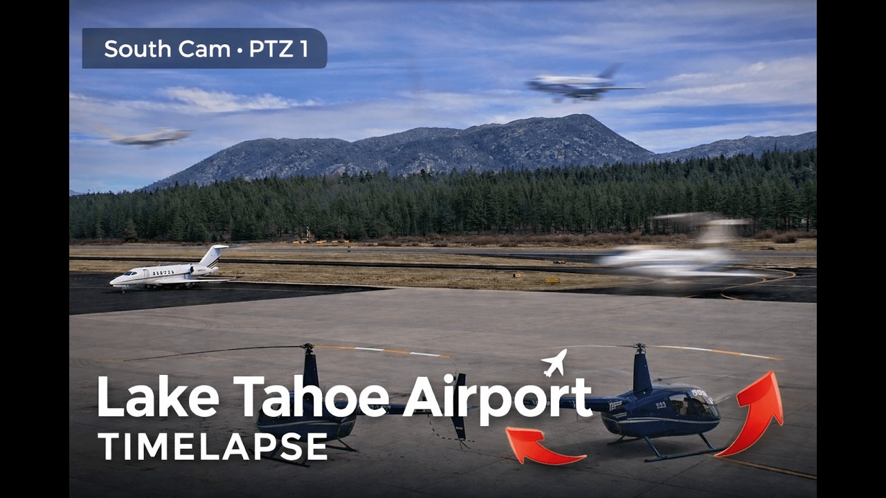 Lake Tahoe Airport (TVL) Timelapse – Private Jets & Helicopters in the Sierra