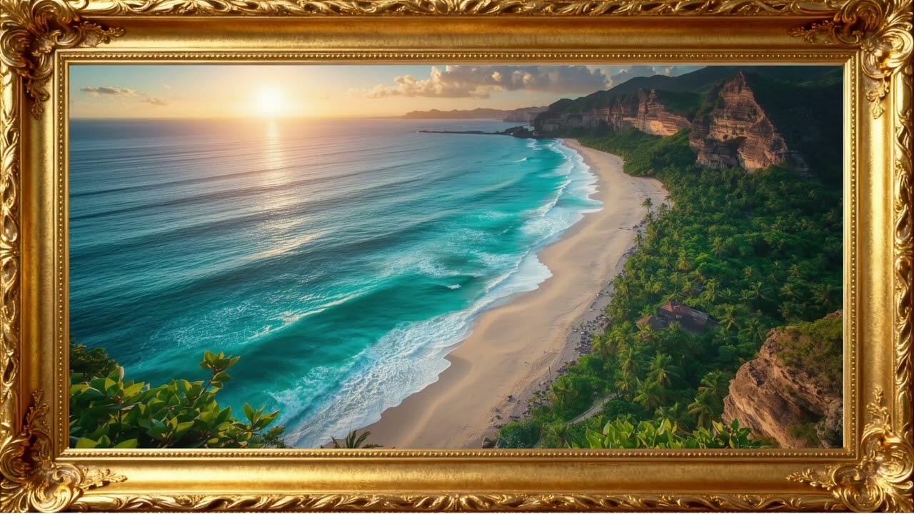 Endless Blue Horizon – 4K Beach Wallpaper for Calm Atmosphere | 4K Frame TV Art