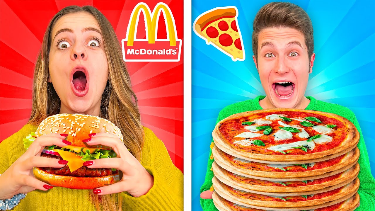 MANGIAMO solo CIBO MC DONALD'S vs PIZZA per 24 ORE!