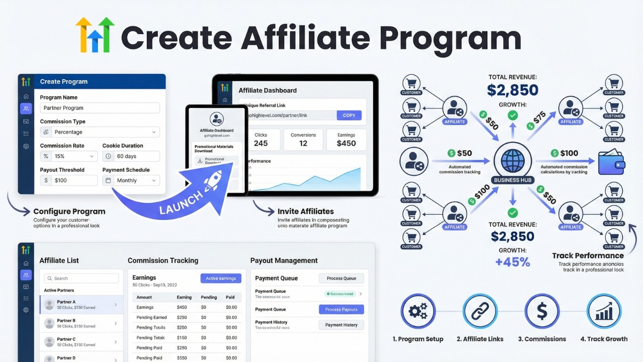 Go High Level Affiliate Manager | Turorial How To Create An Affiliate Program With Go High Level