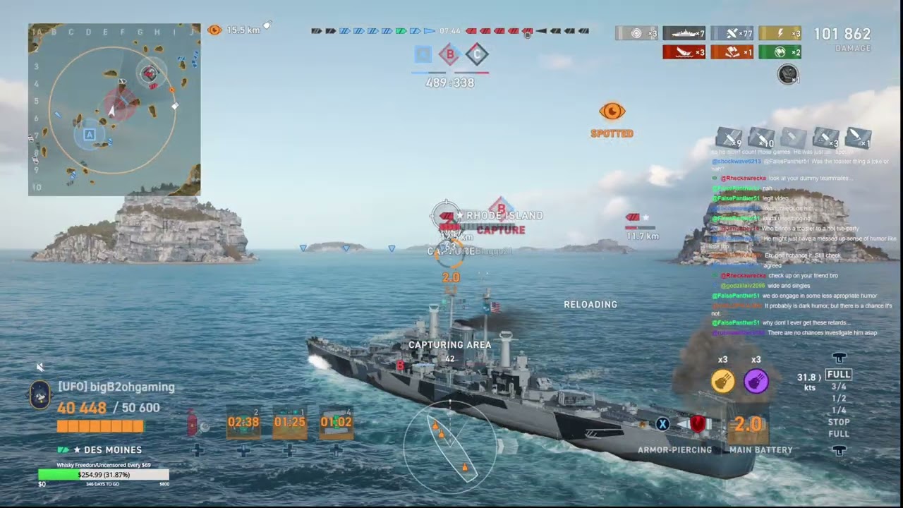 Des Moines против Reds Finest — лучшие моменты трансляции World of Warships Legends.