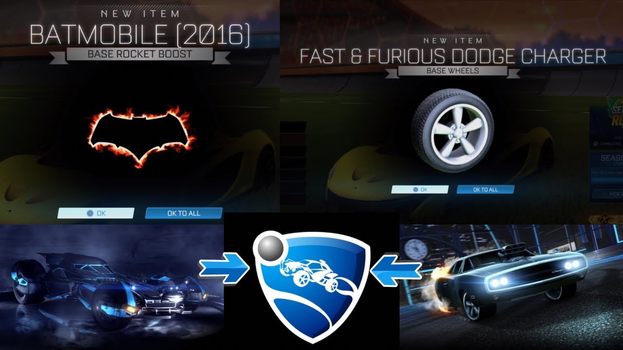 Бесплатные предметы за вход в игру!! Бэтмобиль (2016) и Dodge Charger возвращаются в Rocket League??