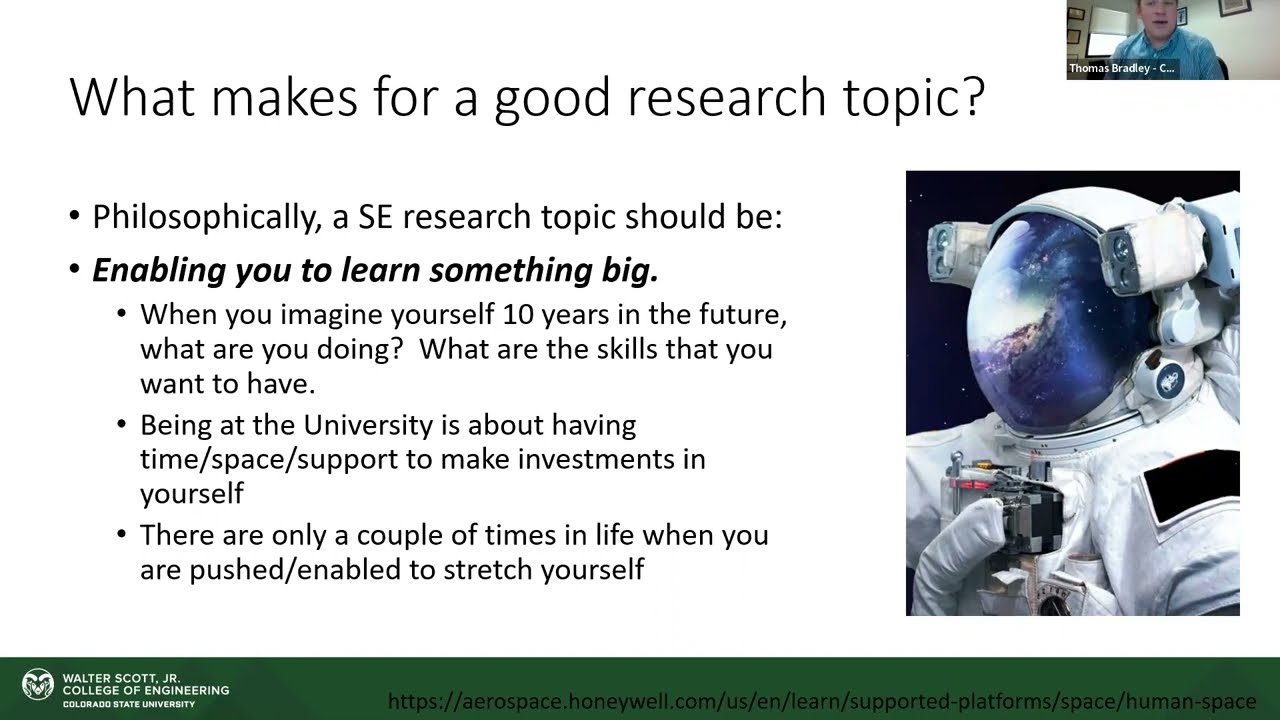 Spring 2022 Systems Engineering Friday Talks | Choosing a Research Topic