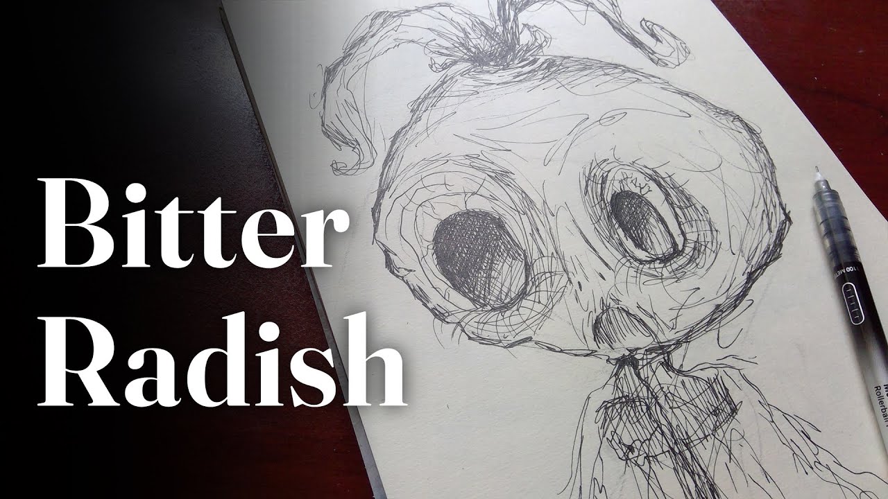 Silent Forest Sketch | Drawing a Bitter Radish Creature (No Talking)